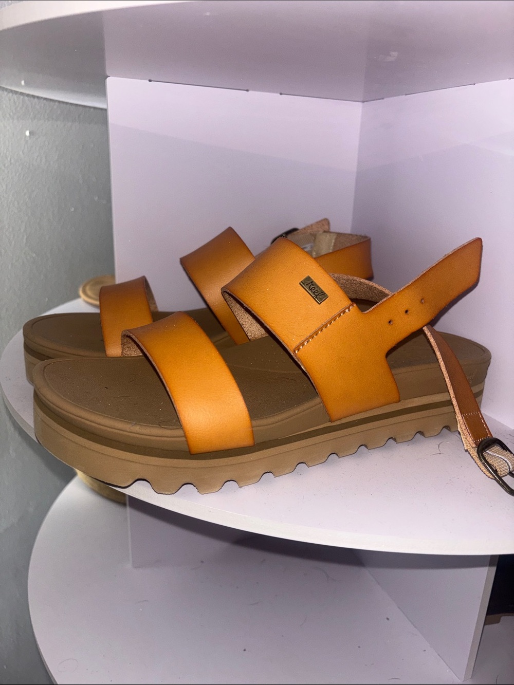 Reef Leather Platform Sandals in Tan